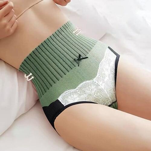 L Antibacterial Abdomen Female Underwear Hip Raise High Waist Seamless Purified Cotton Crotch Breifs