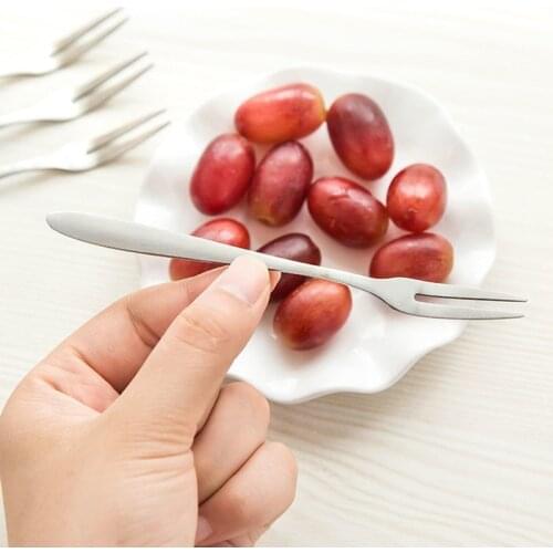 1/5/10Pcs Set Western Style Kitchen BBQ Tool Stainless Steel Fruit Fork Dessert Fork Eco-friendly Two Tooth Dinner Forks Fork