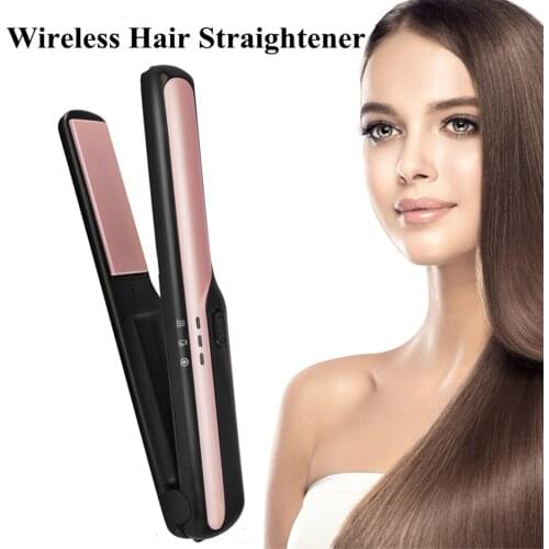 USB Rechargeable Flat Iron Hair Straightener Cordless Flat Iron Hair Straightening Curling Curler Mini Wireless Hair Styler