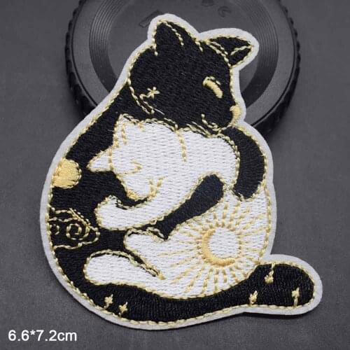 Taichi Tai Chi Fish Cat Rabbit Iron on Sew on Embroidered Clothes Patch For Clothing Girls Boys