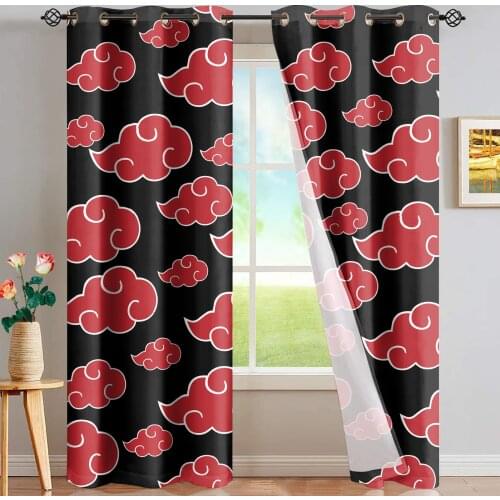 Upetstory Shippuden Akatsuki Print 2 Panels Anime Window Curtains Blackout for Living Room Kids Boys Bedroom Home Decoration