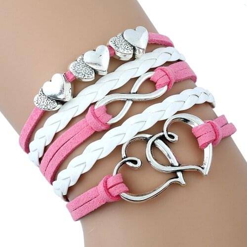 Gnova New Fashion Suede Leather Bracelet Hearts Charm Woman Jewelry Bands For Girls
