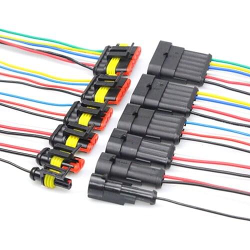 1set AMP 1P 2P 3P 4P 5P 6P Way Waterproof Electrical Auto Connector Male Female Plug with Wire Cable 10CM for Car Motorcycle