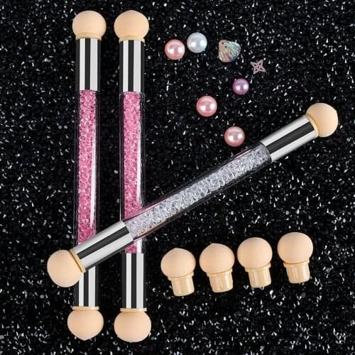 1pcs Double End Nail Art Dotting Blooming Sponge Gradient Nail Brushes Mirror Glitter Handle Acrylic Polish Picker Pen Manicure