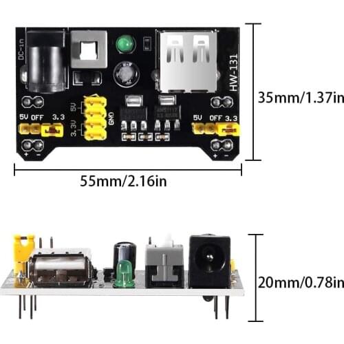 1pc MB102 Module Boards 3.3V/5V Breadboard Power Supply Module For Arduino Board Solderless Breadboard