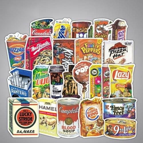 10/30/50 PCS Spoof Packaging Goods Waterproof Tide Brand Travel Luggage Computer Luggage Stickers Wholesale