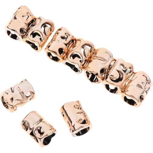 10Pcs/Lot Plastic Golden Dreadlock Beads Adjustable Cuffs Clips Micro Hair Coil Dread Braids Tube Rings For Hair Accessories