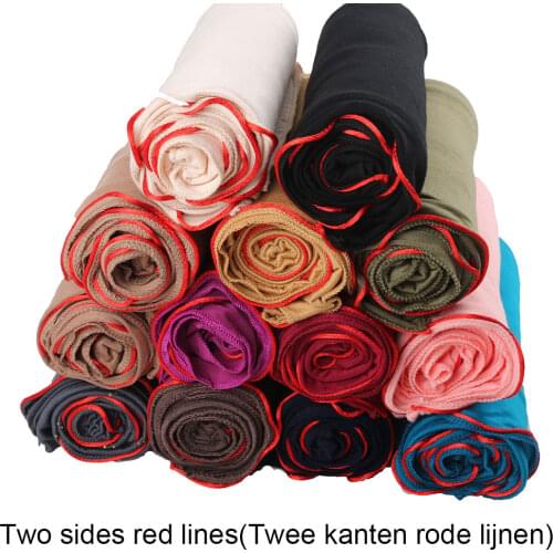 2 redline soild color stretch jersey cotton scarf hijab for muslim female head wrap scarves turban foulard femme musulman