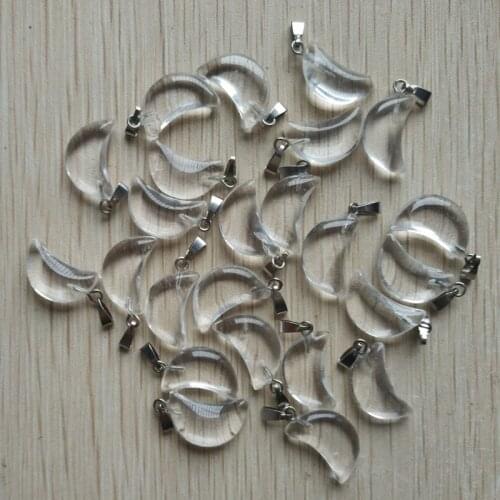 2017 fashion high quality Watermelon white stone crescent moon shape charms pendants for jewelry making Wholesale 50pcs/lot free