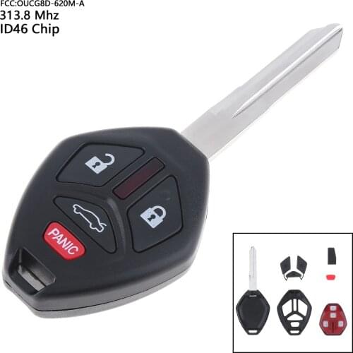 313.8MHz 4 Buttons Car Remote Key Fob no Battery with ID46 Chip OUCG8D-620M-A Uncut Blade Fit for Mitsubishi 2006 2007 Eclipse