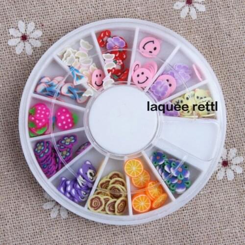 3d Polymer Clay Tiny Fimo Fruit Slices Wheel Nail Art Diy Designs Wheel Nail Art Decorations Rhinestones Wholesale