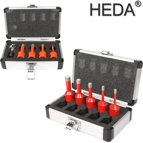 5/6/8/10/12mm 5Pcs/Set M14 Thread Vaccum Brazed Diamond Dry Drill Bits Hole Saw Cutter Kits With Hex Shank Adapter For Marble