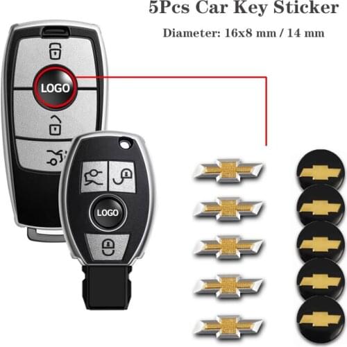 5Pcs 14mm 16x8mm Car Door Key Sticker For Chevrolet Sail Sonic SS Trax Silverado Trailblazer Bolt Tahoe Spark Z71 Aveo Camaro