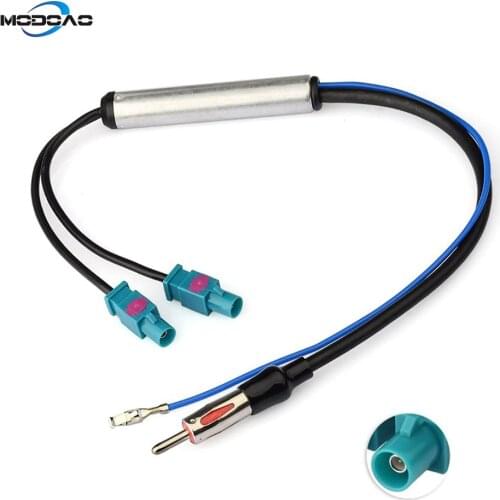 Auto Radio Adapter Cable Twin Fakra Z Plug to DIN Plug Connector 12V+ Active Amplifier Cable 30cm Compatible for BMW