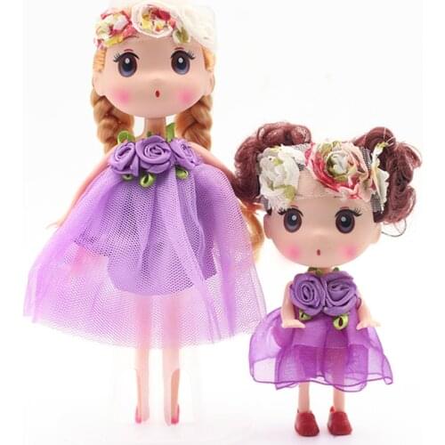 Baby Dolls 2pcs/lot 18cm+12cm Solid Plastic High Quality Girls Toys Princess Clothes For Girl birthday Christmas gift