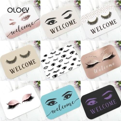 40 * 60cm Fashion Print Eyelash Door Mat Non-slip Suede Soft Rug Kitchen Living Room Floor Mat Bedroom Decorative Floor Mat