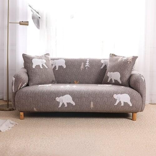 Printed Sofa Cover Elastic Cartoon Slipcover For Living Room Sofa Adjustable Extensible Couch Cover Washable Removable Protector