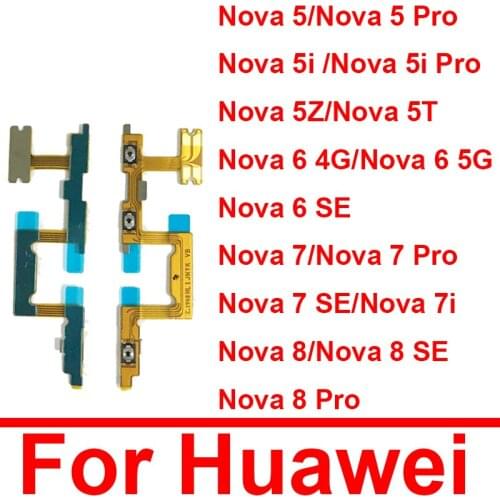 On Off Power&Volume Button Flex Cable For Huawei Nova 5 5i 5Z 5T 6 Se 5G 7 Pro 7i Power Volume Control Switch Flex Ribbon Parts