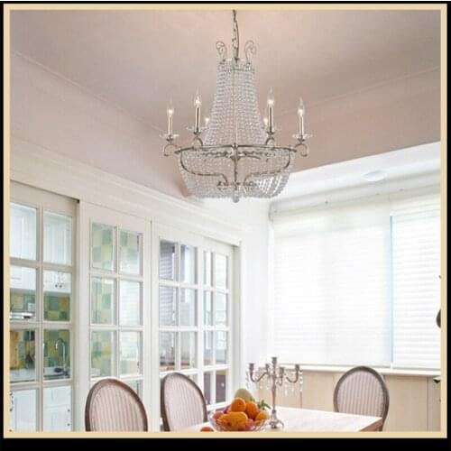 K9 Crystal Chandeliers American Vintage Personality Suspension Lighting Living Room Art Deco Hanging Lamp