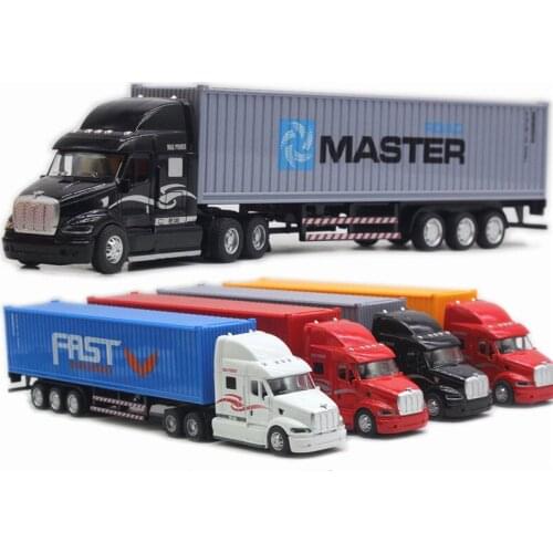 Exquisite 1:48 alloy pull back container truck,high simulation trailer truck toy,lighting and sound design,free shipping