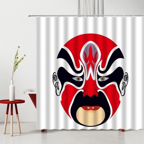 Chinese Drama Cultural Face Shower Curtain Set Modern Bathroom Decoration Screen 100% Polyester Fabric Bathtub Decoration