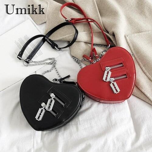 Love Heart Shape Shoulder Handbags Portable PU Leather Street Tote Female Messenger Chain Bag Youth Ladies Simple Versatile Bags