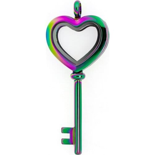 Rainbow color magnetic copy stainless steel Glass Pendant Living Floating Memory Locket for floating charm
