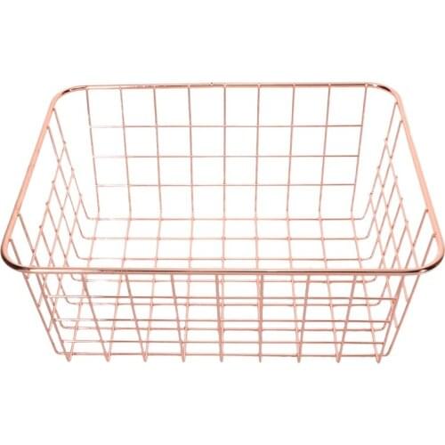 Nordic Style Metal Wire Storage Basket Cosmetic Organizer Holder Home Office Desk Toiletry Collection Bathroom Shelf