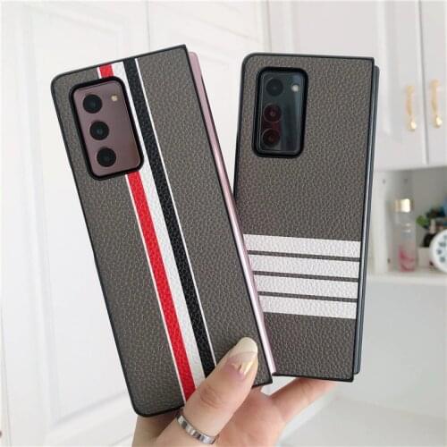Fashion stripe Lychee pattern case for Samsung Galaxy Z fold 2 W21 fold2 Cover Anti-knock luxury leather Cases for F9160