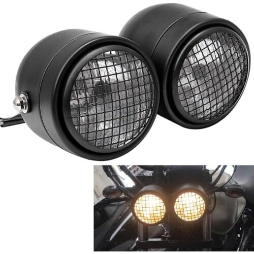 Motorcycle Dominator Grill Twins Dual Headlight Streetfighter Double Headlamp For Harley Cafe Racer Honda Yamaha Custom Bobber