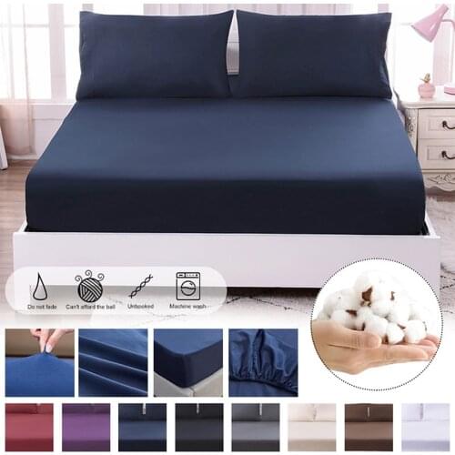 Soft Fitted sheet 1pc 100%Polyester Solid Fitted Sheet Mattress Cover Four Corners With Elastic Band Bed Sheet(no pillowcases)