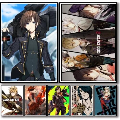 36 Designs Anime God Eater Whitepaper Poster Artwork Homedecal Fancy Wall Sticker for Coffee House Bar
