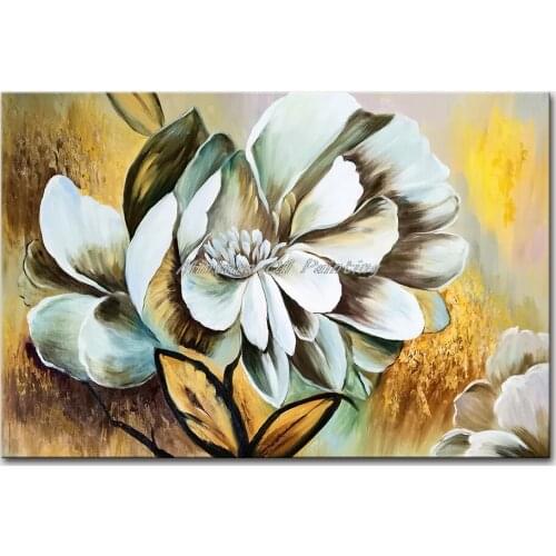 Mintura Wall Picture for Living Room Oil Paintings on Canva Hand Painted The Beautiful White Flower Home Decor Wall Art No Frame