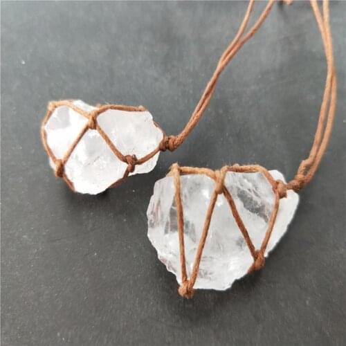 Natural Fluorite Pendant Clear White Quartz Natural Crystal Stone Crafts Healing Quartz Stone Craft Decoration