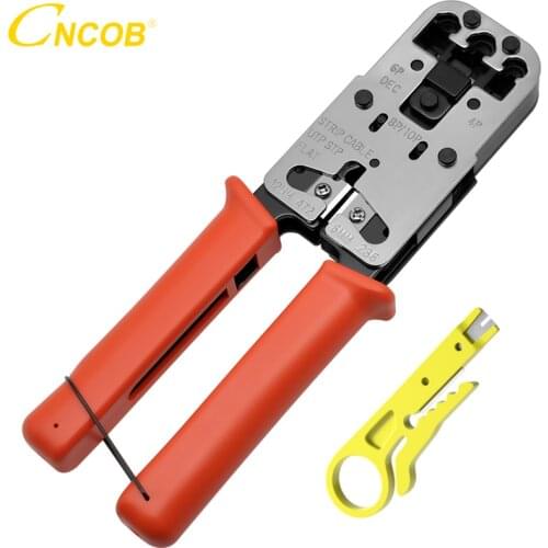 RJ45 Crimp Tool, 3-In one Rj11 Rj12 RJ9 Crimper for Crimping RJ-45 Connectors, Telephone Crystal Head, Cut and Strip Cables
