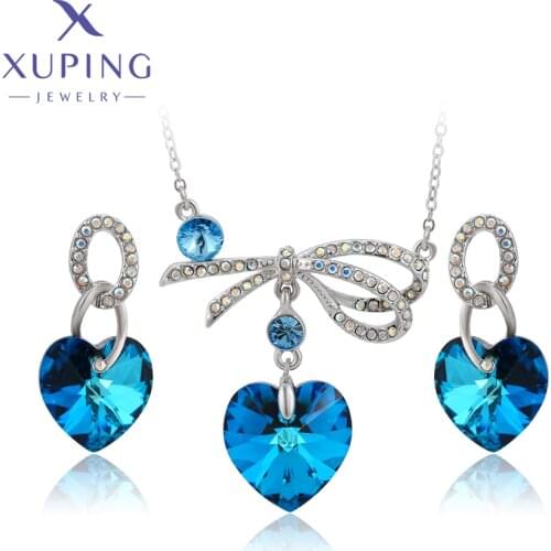 Xuping Jewelry New Arrival Heart Crystals Jewelry Set Crystal Pendant Mothers Gift Women Luxury Wedding