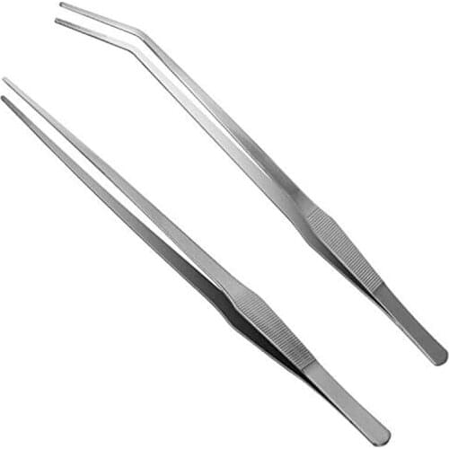 Aquarium Tweezers Extra Long 15 Inches, Liveek Stainless Steel Straight and Curved Tweezers 38cm Extra Long Tweezers