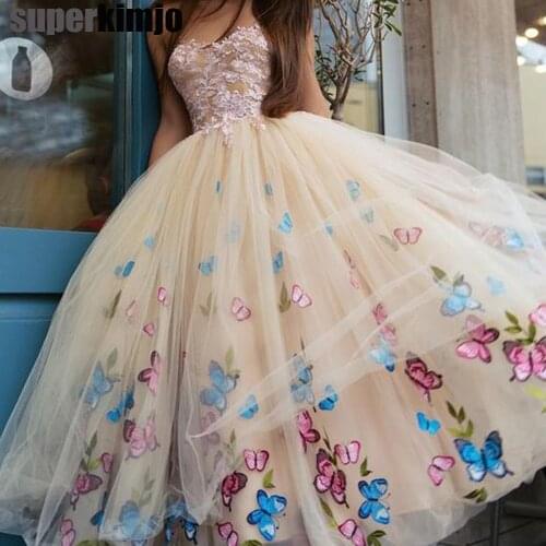 Custom make prom dresses with sweetheart neckline champagne butterfly lace appliques ball gown evening dresses tulle women dress