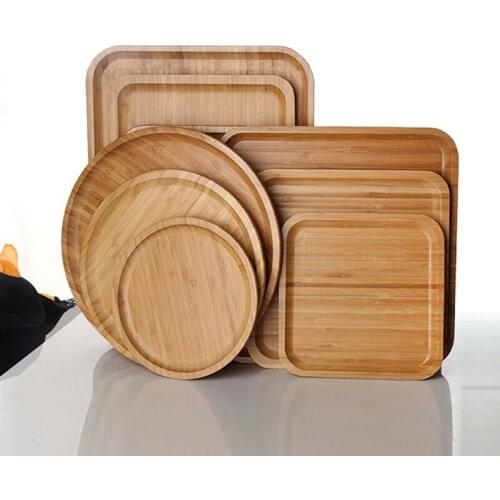 Thicken Bamboo Kitchen Tray Restaurant Household Dish Serving Platter Barbecue Storage Kung Fu Tea Cutlery Plate Trays