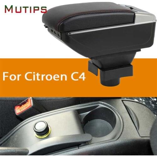 Mutips Armrest box for Citroen C4 2004-2010 accessories leather arm rest USB charging decoration interior parts ashtray cover