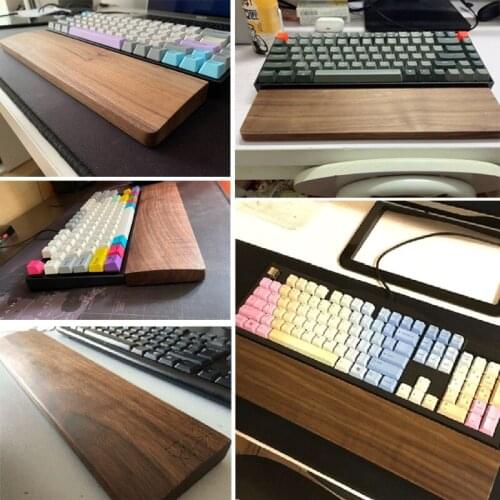 C1FB Walnut Wooden Mechanical Keyboard Wrist Rest with Anti-Slip Mat Ergonomic Gaming Desk Wrist Pad Support 61 87 104 Keys