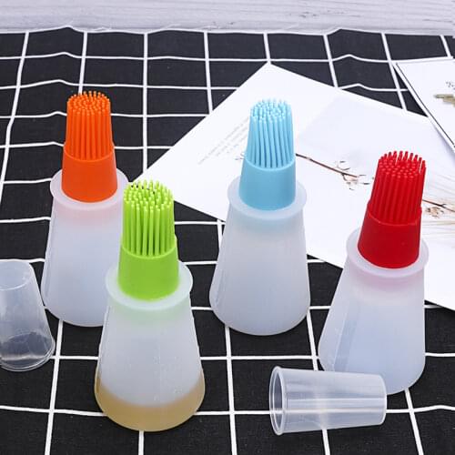 Portable Silicone Oil Bottle with Brush Grill Oil Brushes Liquid Oil Pastry Kitchen Baking BBQ Tool Kitchen Accessories for BBQ