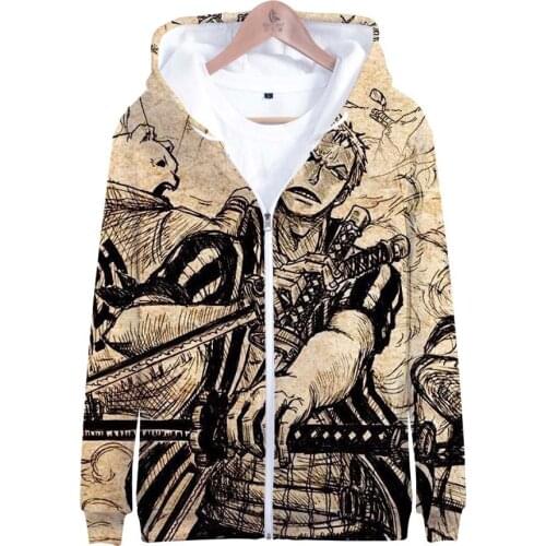 Roronoa Zoro Hoodie Sweatshirt Hooded Jacket Zipper Coat for Men Women Kid Anime One Piece