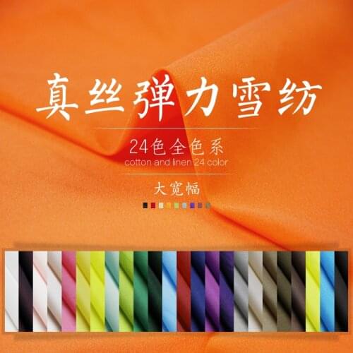 LEO&LIN Black white red Orange Blue white Green summer style good Linings elastic silk chiffon cloth fabric patchwork (1 meter)