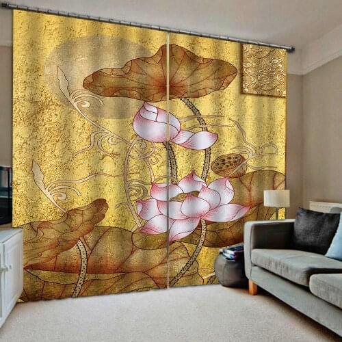 Bedroom 3D Window Curtain Luxury living room decorate Cortina golden blackout louts curtains