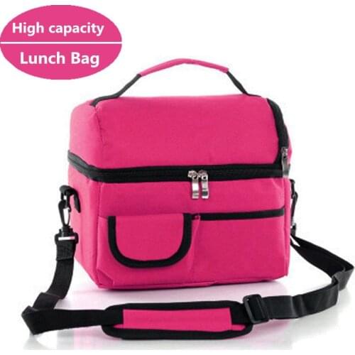 Women Kids Thermal Lunch Bag Box Double Layer Shoulder Thicker insulated Cooler Storage Pack weekend Picnic Food Containers New
