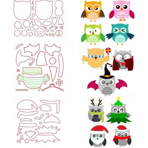 Cute Angry Owl Happy Christmas Halloween DIY Cutting Dies Scrapbooking Card Album Making Crafts Stencil New 2020 Supplies