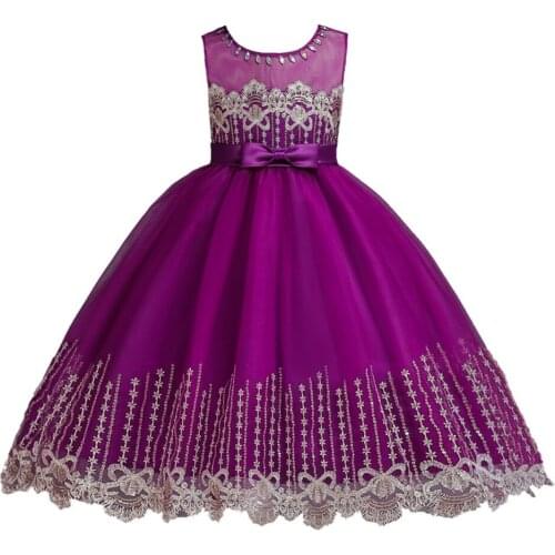 Vigarelyan 2-15Y Kids Dress Girl Wedding Tulle Lace Long Girl Dress Elegant Princess Party Pageant Formal Gown for Teen Children