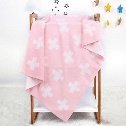 95x75cm Boys Girls Knitted Cross Pattern Baby Blanket Infant Stroller Cover