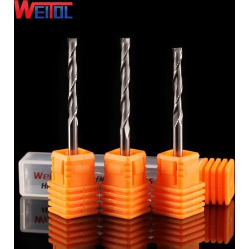 Weitol 5A 3.175mm two flutes spiral bits density board cutting spiral cutter CNC cutting bits for acrylic router bits end mill